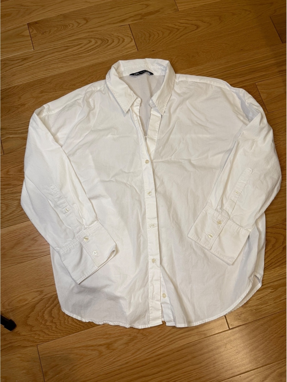 ZARA White Poplin Button Up Shirt XL - Picture 2 of 7